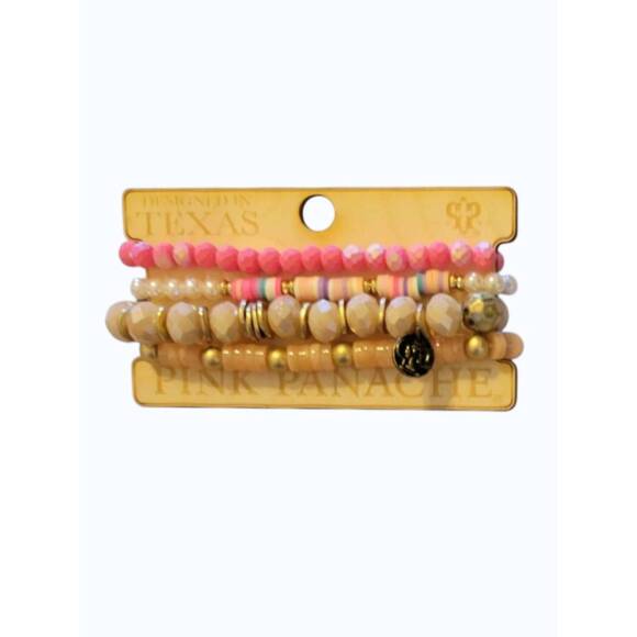 PINK PANACHE Jewelry - NEW PINK PANACHE women's stretch stack bracelet set in pink pearl/taupe/tan bead